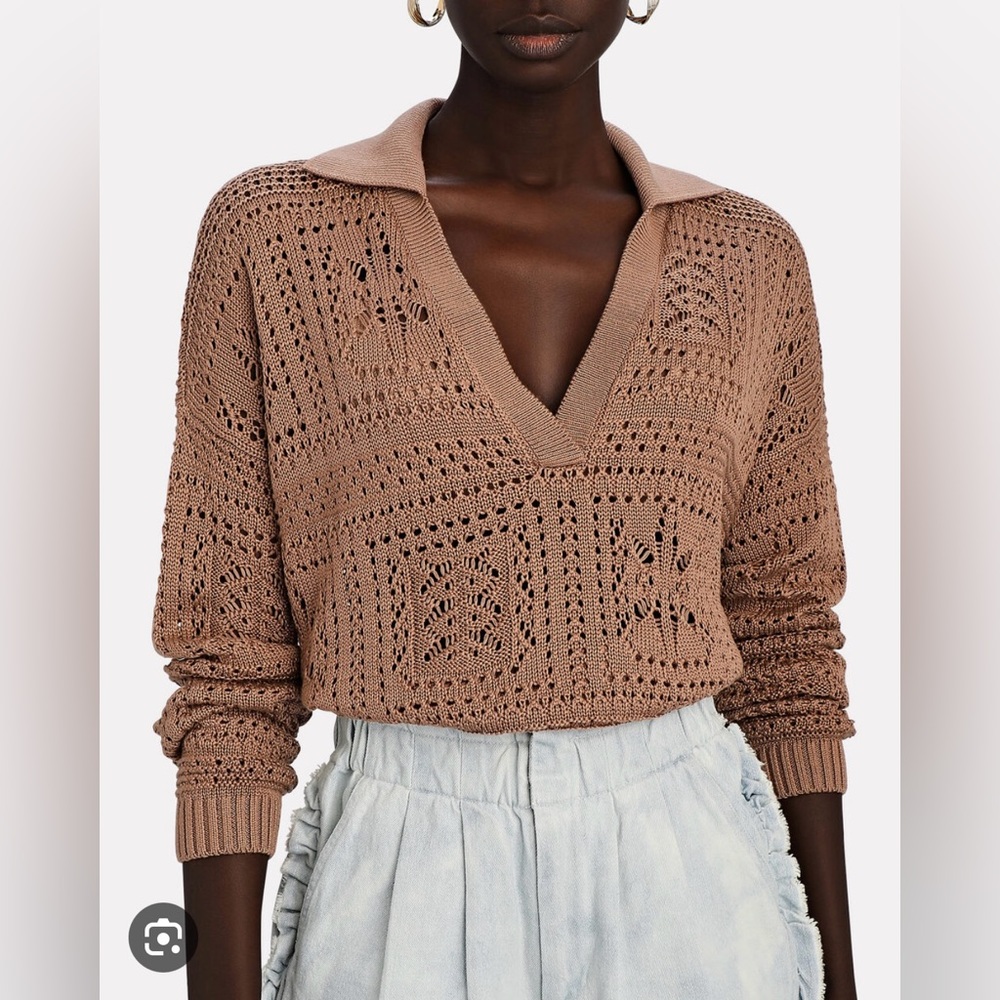 Intermix Suki pointelle polo sweater